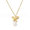 304 Stainless Steel with Freshwater Pearl Pendant Necklace NJEW-Z036-02G-2