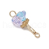 Electroplated Glass & Alloy Flower Connector Charms PALLOY-JF03614-01-4