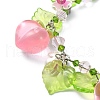 Glass & Resin & Acrylic Flower Charm Bracelet BJEW-JB09435-01-3