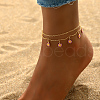 Brass Beach Daisy Flower Tassel Double Layer Anklets for Women's Vacation Date Gift AN0385-3-1