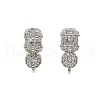 Brass Micro Pave Clear Cubic Zirconia Stud Earring Findings KK-C107-06P-1