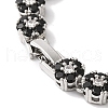 Rack Plating Brass Pave Cubic Zirconia Flower Link Necklaces for Women NJEW-B108-01P-04-3