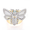 Brass Micro Pave Cubic Zirconia Adjustable Open Cuff Rings for Women RJEW-N051-04PG-2