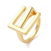Brass Letter E Geometric Open Cuff Rings for Women RJEW-B062-01G-1