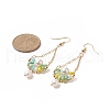 Mother's Day Jewellery Natural Pearl & Glass Teardrop with Flower Dangle Earrings EJEW-TA00222-02-2
