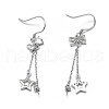 Rhodium Plated 925 Sterling Silver Dangle Earring Findings STER-L057-026P-2