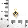 Brass Cubic Zirconia Rhombus Connector Charms KK-F894-12G-05-3