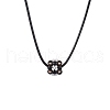 Natural Black Onyx(Dyed and Heated) & Glass Seed Beads Cluster Flower Pendant Necklaces NJEW-MZ00095-04-2