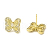Butterfly Brass Micro Pave Cubic Zirconia Stud Earrings EJEW-L270-12G-1