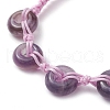 Natural Amethyst Rondelle Braided Bead Bracelets BJEW-TA00492-01-3