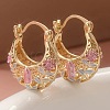 Flower Pattern Brass Enamel Hoop Earrings FS-WGDF85D-01-4