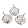 Natural Quartz Crystal Pendants with Hollow Platinum Brass Findings G-P448-A13-P-1