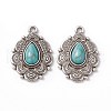 Synthetic Turquoise Pendants PALLOY-D013-01AS-1