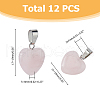 FIBLOOM 12Pcs Heart Natural Rose Quartz Pendants G-FI0001-32-2