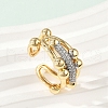 Brass Micro Pave Clear Cubic Zirconia Open Cuff Rings for Women RJEW-A059-02G-1