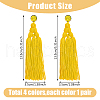 FIBLOOM 4 Pairs 4 Colors Polyester Tassels Earrings with Seed Beaded EJEW-FI0002-96-9