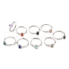 Horse Eye Natural Mixed Stone Adjustable Rings RJEW-Q817-02P-1