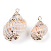 Electroplated Natural Spiral Shell Pendants SSHEL-T009-16-A01-3
