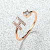Brass Micro Pave Cubic Zirconia Cuff Rings for Women FS-WGA4C54-08-1