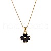 Natural Black Onyx Clover Pendant Necklace JN1077B-1