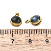 304 Stainless Steel Wrapped Dyed Natural Quartz Round Charms STAS-H235-01G-02-3