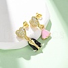 Brass Micro Pave Clear Cubic Zirconia Dangle Stud Earrings EJEW-D322-03G-01-2