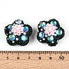Flower Shape Polymer Clay Rhinestone Beads CLAY-U023-01G-3