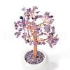 Mother's Day Natural Amethyst Chips with Brass Wrapped Wire Money Tree on Ceramic Vase Display Decorations DJEW-B007-02B-3