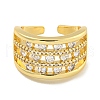 Rack Plating Three Row Brass Micro Pave Cubic Zirconia Open Cuff Ring RJEW-C082-03G-2