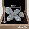 Butterfly Brass Micro Pave Clear Cubic Zirconia Adjustable Cuff Rings for Women FS-WG64577-01-2