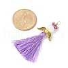 Glass Pearl Round Beaded with Polycotton Tassel Big Pendants PALLOY-MZ00611-04-4