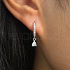 925 Sterling Silverr Micro Pave Cubic Zirconia Geometric Teardrop Hoop Earrings JL9080-2-2