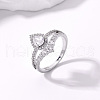 Brass Micro Pave Cubic Zirconia Double Layer Finger Rings IQ6889-8-1