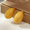 Geometric Stainless Steel Stripe Oval Stud Earrings CQ0547-2