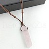 Natural Rose Quartz Rectangle Pendant Necklaces FS-WGC5719-02-1