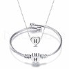 Heart with Letter Pattern 304 Stainless Steel Cuff Bangle & Pendant Necklace FS-WGA0158-08-1