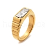 304 Stainless Steel Glass Rectangle Finger Rings RJEW-Q012-11G-4