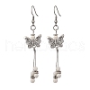 Butterfly 304 Stainless Steel Tassel Dangle Earrings EJEW-JE06422-01-2