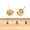 Flat Round with Butterfly Brass Micro Pave Clear Cubic Zirconia Stud Earrings EJEW-H162-02G-5