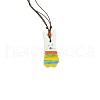 Porcelain Pendant Adjustable Imitation Leather Cord Necklaces for Women FS-WGE6687-10-2