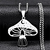 304 Stainless Steel Hollow Moon Star Mushroom Pendant Necklaces for Women NJEW-K283-34P-1