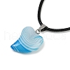 Dyed Natural Banded Agate Heart Pendant Necklaces NJEW-G166-01C-2