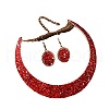 Oval Alloy Paillette Choker & Dangle Earring Sets FS-WG10B0F-06-2