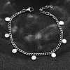 304 Stainless Steel Flat Round Charm Bracelets BJEW-R021-04P-2