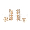 Brass Micro Pave Clear Cubic Zirconia Flower Stud Earring Findings KK-T062-241G-1