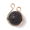 Natural Green Aventurine & Rose Quartz & Lava Rock & Carnelian & Amethyst Copper Wire Wrapped Round Pendants PALLOY-JF03609-01-3