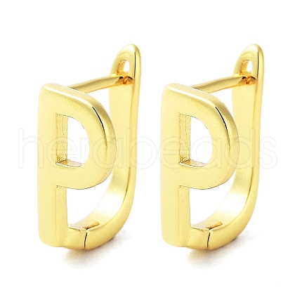 Brass Letter Stud Earrings for Women EJEW-A038-01P-G-1
