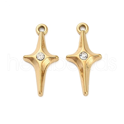 304 Stainless Steel Rhinestone Pendant STAS-U047-23G-1