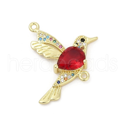 Brass Micro Pave Cubic Zirconia Connector Charms KK-D317-141G-1