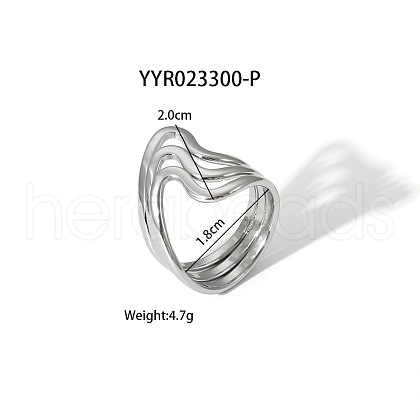 Geometric Stainless Steel Open Cuff Rings with Irregular High-end Feel NH8943-18-1